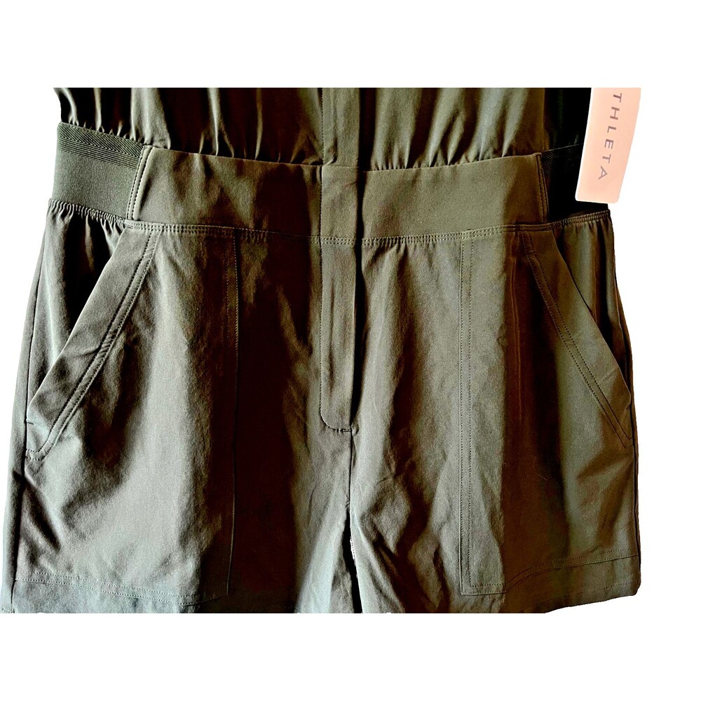 ATHLETA Brooklyn Utility Romper Jumpsuit Aspen Olive Green Size 10 Petite NWT - Picture 4 of 10